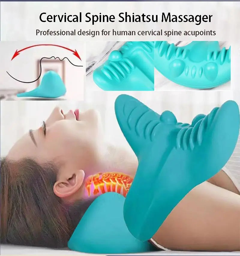 Neck Shoulder Stretcher Relaxer Cervical Chiropractic Traction Device Massage Pillow for Cervical Spine Alignment Massage Tools